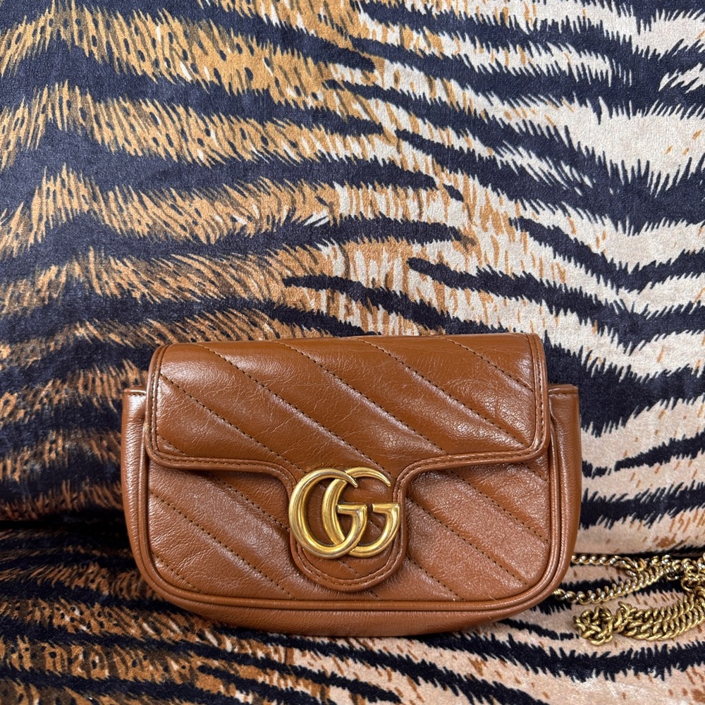 Gucci GG Marmont Mini Matelassé Chain Shoulder Bag – Brown